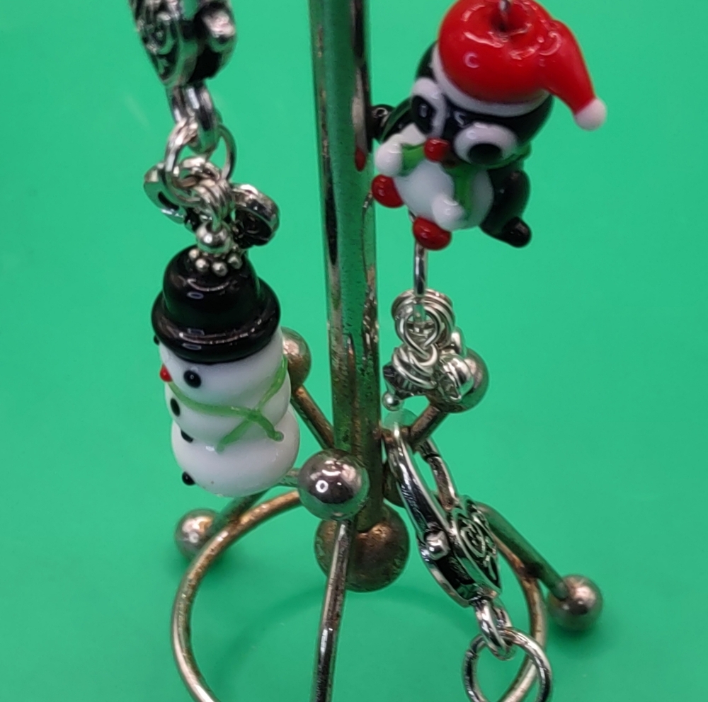 Festive Snowman and Penguin Charm Bracelet